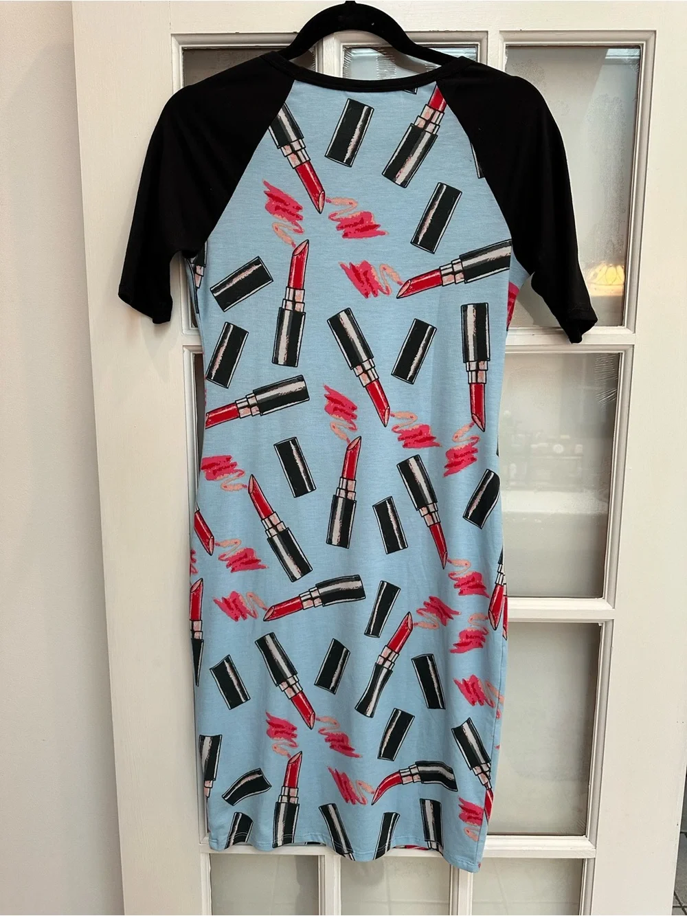 LuLaRoe Limited Edition Julia Lipstick Print Raglan Shift Midi Dress Size XS